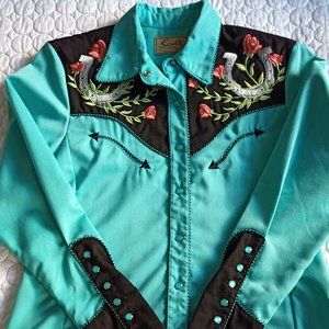 Authentic SCULLY Western Stampede Rodeo Embroidered Shirt Womens Small